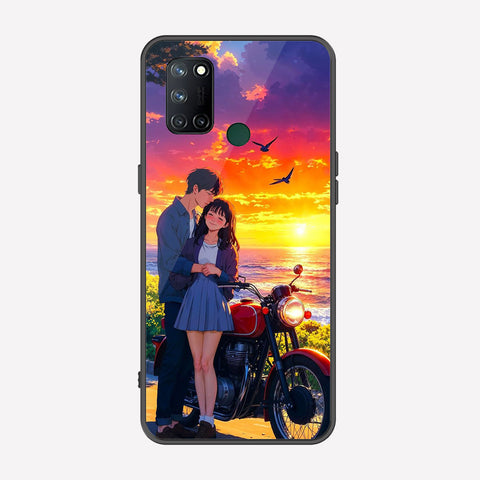 Realme 7i Cover - Love Couple Series - Premium Printed Metal soft Bumper shock Proof Case