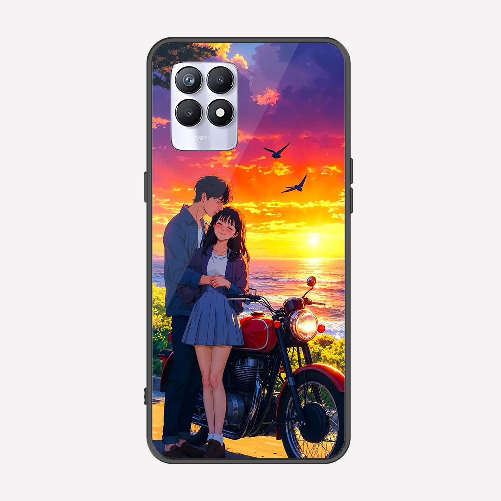 Realme 8i Cover - Love Couple Series - Premium Printed Metal soft Bumper shock Proof Case