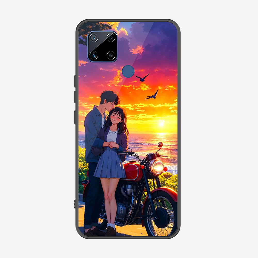 Realme C15 Cover - Love Couple Series - Premium Printed Metal soft Bumper shock Proof Case