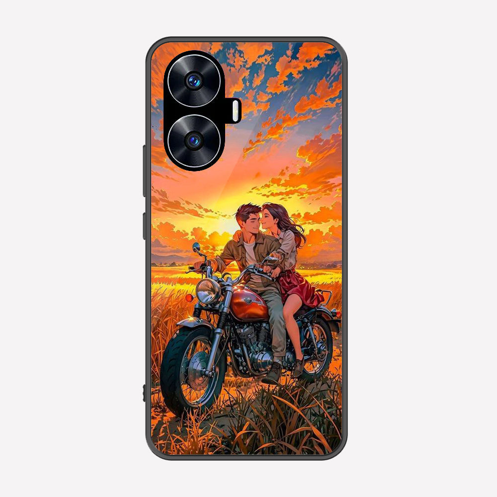 Realme C55 Cover - Love Couple Series - Premium Printed Metal soft Bumper shock Proof Case