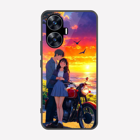 Realme C55 Cover - Love Couple Series - Premium Printed Metal soft Bumper shock Proof Case