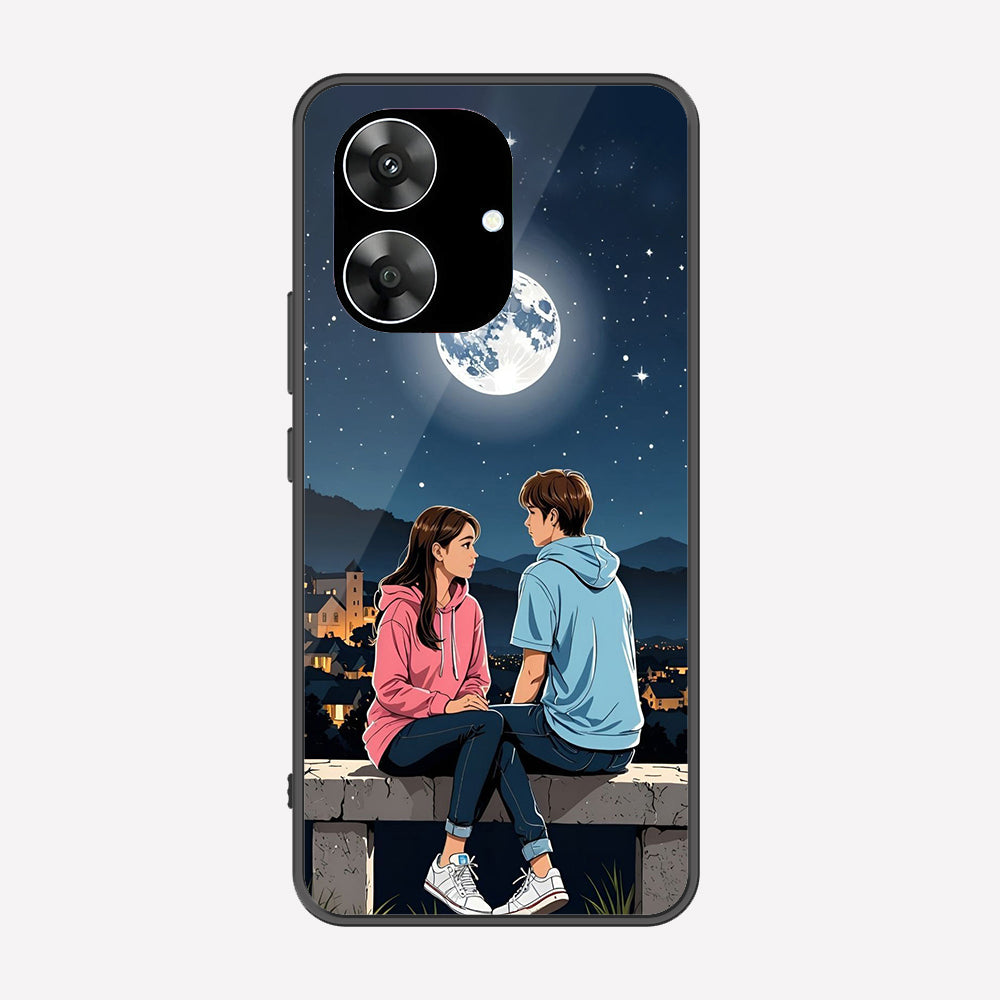 Realme Narzo N61 Cover - Love Couple Series - Premium Printed Metal soft Bumper shock Proof Case