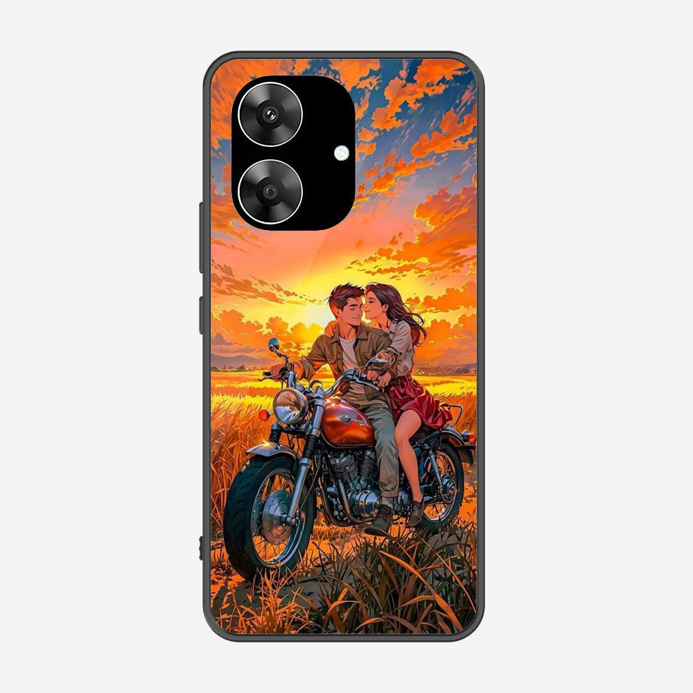 Realme Narzo N61 Cover - Love Couple Series - Premium Printed Metal soft Bumper shock Proof Case