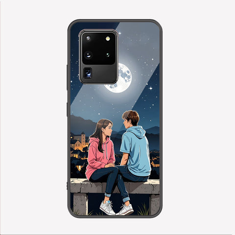 Samsung Galaxy S20 Ultra Cover - Love Couple Series - Premium Printed Metal soft Bumper shock Proof Case