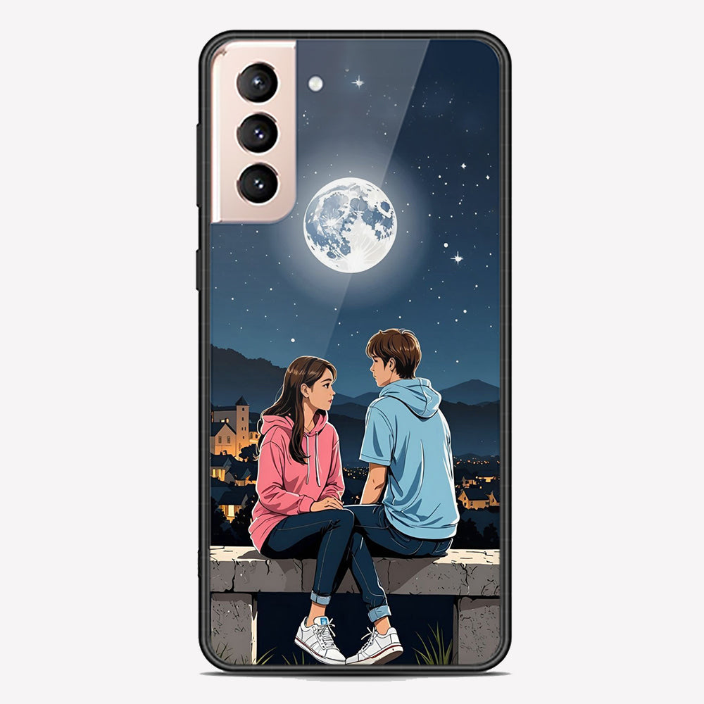 Samsung Galaxy S21 5G Cover - Love Couple Series - Premium Printed Metal soft Bumper shock Proof Case