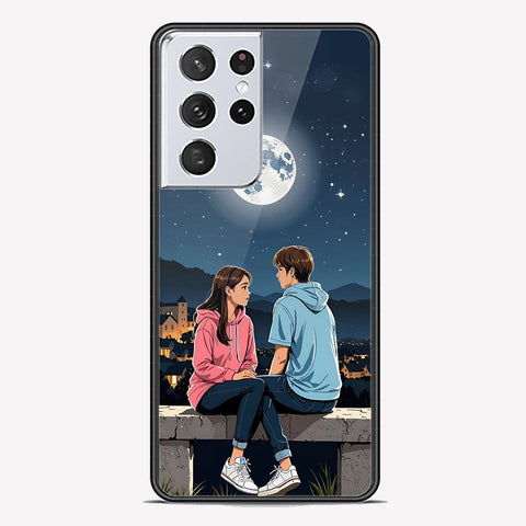 Samsung Galaxy S21 Ultra 5G Cover - Love Couple Series - Premium Printed Metal soft Bumper shock Proof Case