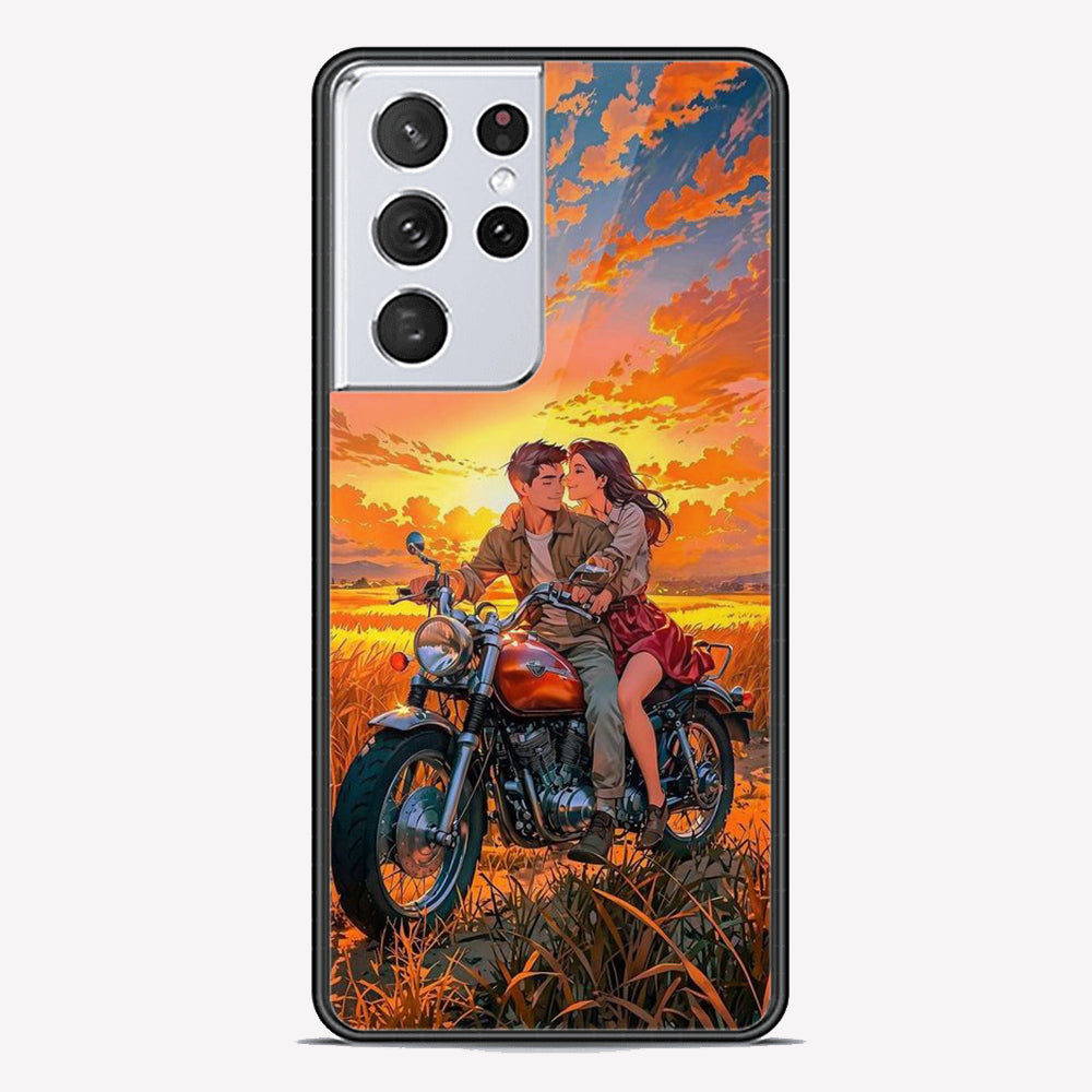 Samsung Galaxy S21 Ultra 5G Cover - Love Couple Series - Premium Printed Metal soft Bumper shock Proof Case