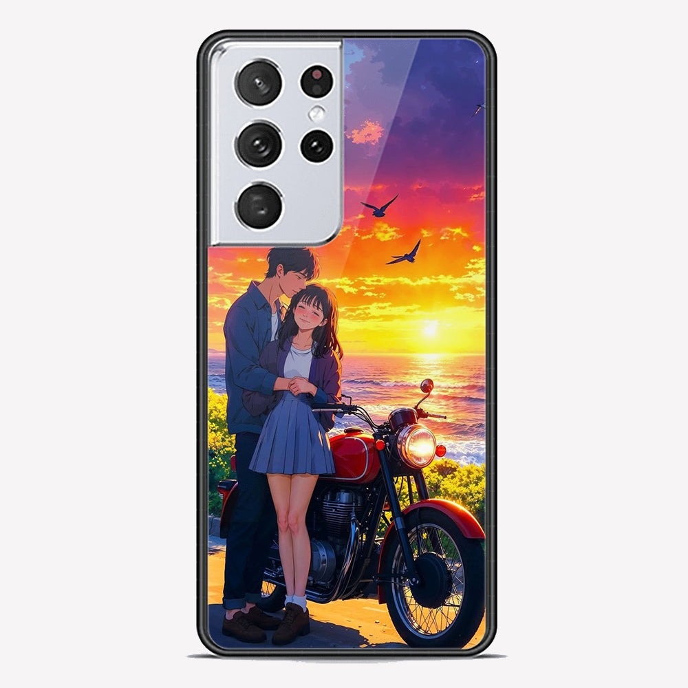 Samsung Galaxy S21 Ultra 5G Cover - Love Couple Series - Premium Printed Metal soft Bumper shock Proof Case
