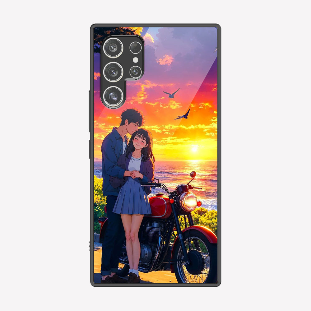 Samsung Galaxy S22 Ultra 5G Cover - Love Couple Series - Premium Printed Metal soft Bumper shock Proof Case