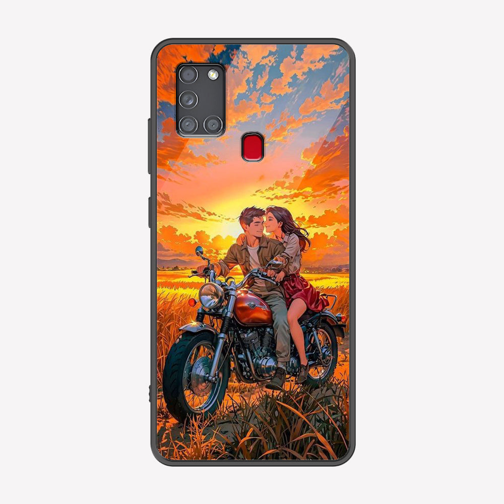 Samsung Galaxy A21s Cover - Love Couple Series - Premium Printed Metal soft Bumper shock Proof Case