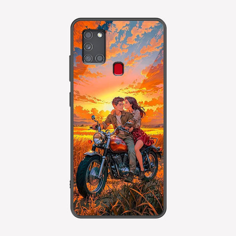 Samsung Galaxy A21s Cover - Love Couple Series - Premium Printed Metal soft Bumper shock Proof Case