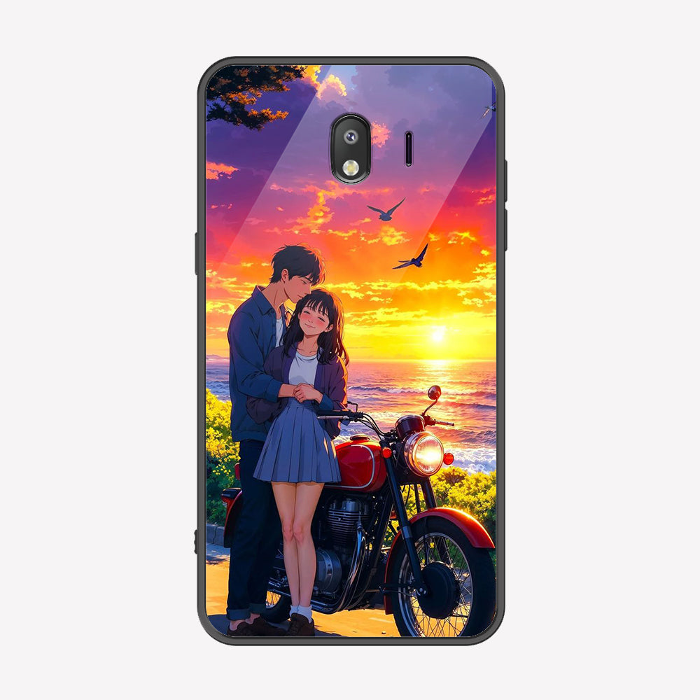 Samsung Galaxy J4 2018 Cover - Love Couple Series - Premium Printed Metal soft Bumper shock Proof Case